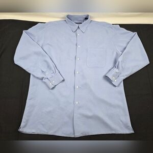 Bugatchi Uomo Shirt Mens XL Blue Long Sleeve Button Up Solid Modal Rayon Luxury